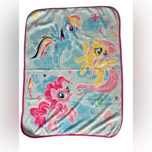 My Little Pony Plush Soft Fleece 57"x42" Throw Blanket Blue Pink Yellow Horses